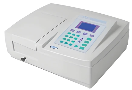 UV-Vis Single-Beam Microprocessor Spectrophotometer (128 x 64 LCD), in a Sentwin product photograph.