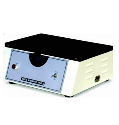 Sentwin Slide Warming Table with polished anodised aluminium top and control knob.